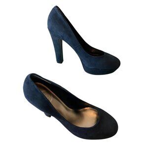 Jessica Simpson Navy Blue Suede Platform Heels Size 9B